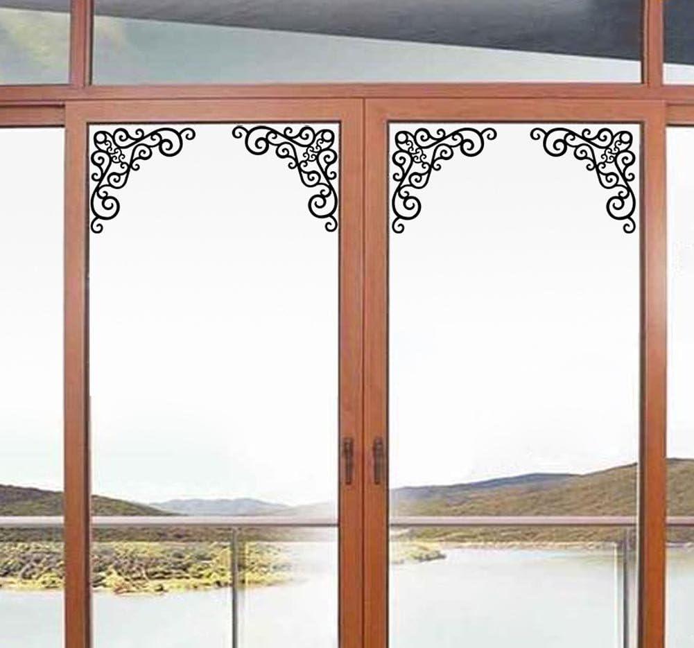 BIBITIME Black Vinyl Vines Wall Art for Shop Showcase Display Window Living Room Glass Door Kitchen Cabinet Bedroom Wardrobe 4 Corners Border Sticker, Received Sheet:10" x 23"