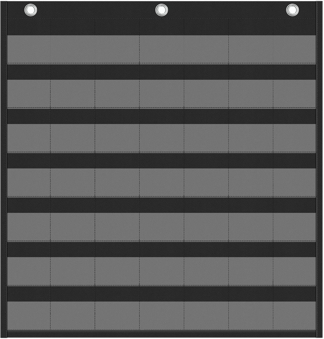 Yoink 45 Pockets Classroom Calendar Pocket Chart for Kids Learning - Monthly Calendar with Durable Fabric, Homeschool and Teacher Supplies, Preschool Kindergarten Wall Decor, Only Chart (Black)