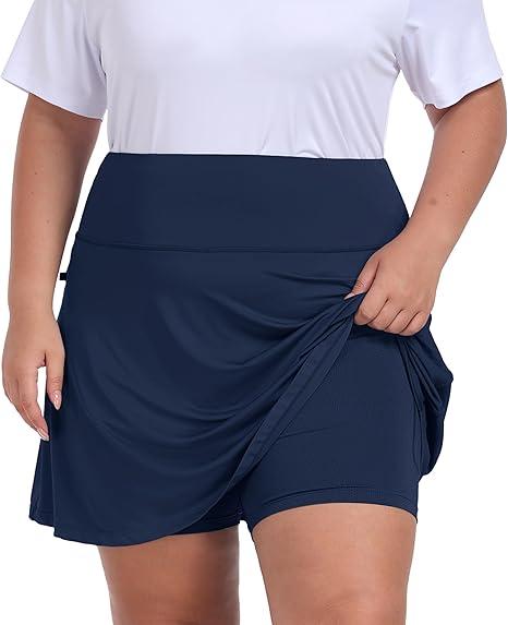 MoFiz Women's Plus Size Skorts with Pockets Tennis Golf Skirt with Shorts Knee Length High Waisted Athletic Workout Skort, Size: 5X-Large Plus