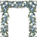 DearHouse 2Pack Artificial Peony Flower Garland - 6ft/Strand Silk Peony Flower Greenery Garland with Fake Willow Leaves for Wedding Ceremony Backdrop Party Table Centerpieces Decor (Blue)