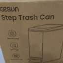 Cesun Small Bathroom Trash Can with Lid Soft Close, Step Pedal, 6 Liter / 1.6 Gallon Stainless Steel Slim Garbage Can for Bedroom, Diaper Waste Basket with Removable Inner Bucket (White)