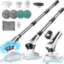 Electric Spin Scrubber,Cordless Shower Scrubber with Power Display Screen,IP68 Waterproof Bath Cleaning Brush,Adjustable Extension Handle & 2 Speeds,Electric Cleaning Brush for Bathroom,Kitchen,Tub (Black)