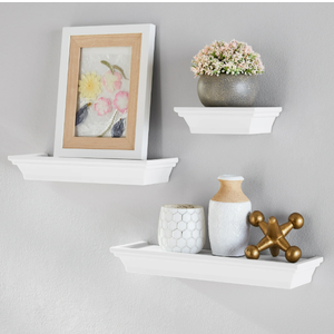 Mainstays 3-Piece Decorative Shelf Set 6”W, 12”W, 14”W, White