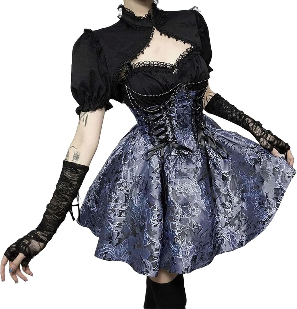 Formal Bolero Crop Shrug Top Goth Y2k Victorian Clothes Women (Large)