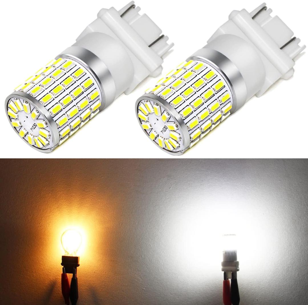 PHINLION 3157 LED Reverse Light Bulbs, Super Bright 3156 3057 3457 4057 4114 LED White Bulb Replacement for Backup Parking DRL Brake Tail Turn Signal Lights, Pack of 2