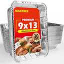MAXTBEE Aluminum Pans Foil Pans, 30 Pack 9x13 Disposable Aluminum Trays Half Size Heavy Duty Tin Foil Trays Food Containers For Cooking, Baking, Roasting, Heating or Steam Table