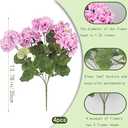 CISDUEO 4 Pcs Artificial Geranium Flowers for Outdoors Silk Geraniums Flowers Outdoor Purple Pink Faux Geraniums for Planters Outdoor Decor Indoor Garden Patio Grave Cemetary Table Centerpiece