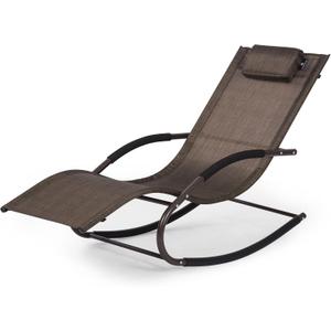 Lounge Chair, Outdoor Chaise Lounge with Detachable Pillow for Patio, Lawn, Pool, Outdoor Lounge Chairs, Brown