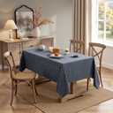 MIULEE Navy Blue Linen Table Cloth Rectangle Tablecloth Waterproof Spillproof Cross-Star Textured Table Cloth, Decorative Rustic Farmhouse Style for Dining/Party/Buffet/Wedding,60x102 Inch