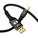 16K Mini DisplayPort to DisplayPort Cable, Bi-Directional Mini DP to DP 2.1 Cable 16K@60Hz, 8K@120Hz, 4K@240Hz, 80Gbps HD [Thunderbolt 2 Compatible] Aluminum Shell, for Laptop, MacBook, Monitor,6.6FT