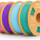 DEEPLEE PLA+ 1.75mm 3D Printer Filament, PLA Plus with Dimensional Accuracy +/- 0.02mm, Higher Strength and Toughness, Neatly Wound, No Clogging, 4 Pack 1kg Pink & Purple & Sky Blue & Sea Green