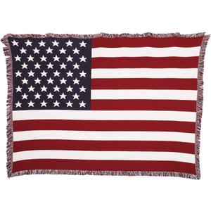 United States American Flag Blanket - Gift Soft Tapestry Throw Woven from Cotton - Made in The USA (69x48)
