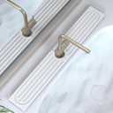 Faucet Mat for Kitchen Sink, Water Absorbent Kitchen Faucet Mat, Durable Sink Splash Guard with Raised Feet, Diatomite Fast Drying Kitchen Sink Faucet Mat, Bathroom Stone Drying Tray for Counter (30" x 4", White Gray Style 1)