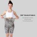 Women Maternity Yoga Shorts Over The Belly, Pregnancy Active Wear Workout Knee Length Leopard Athletic Biker Shorts (Brown, L)