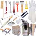 POLLIBEE 22 Pcs Beekeeping Tools, Bee Hives Starter Kit Beekeeping Supplies, Equipment with Bee Smoker for Beekeeping, Necessary Bee Hive Tools for Beginners and Beekeepers