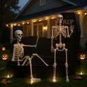 Liliful 4 Pcs 5.3 ft Halloween Coffins and Skeletons Outdoor Decorations, Coffin Prop with Lid Pop up Caskets Life Size Poseable Skeleton Horror Props Human Bones for Haunted House Grave Yard Decor