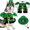 St. Patrick's Day Dog Costume Walking Leprechaun Dog Outfit with Arms Irish Day Holiday Pet Clothes Cosplay Accessories for Cat Doggy Pet(L)