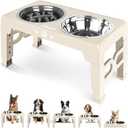Jovrun Elevated Dog Bowls for Medium Large Size Dogs, Non-Slip Dog Feeder with 1*Stainless Steel Dishes & 1*Slow Feeder Bowl, 5 Heights Adjustable Raised Bowls to 3.15″-8.66″-9.84″-11.02″-12.2″