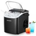 EUHOMY Countertop Ice Maker Machine with Handle, 26.5lbs Per Day, 9 Ice Cubes Ready in 6 Mins, Auto-Cleaning Portable Ice Maker with Basket and Scoop, for Home/Kitchen/Camping/RV (Black)