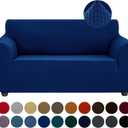 Joccun Stretch Loveseat Couch Cover, 1-Piece Sofa Cover for 2 Cushion Couch Spandex Jacquard Washable Furniture Protector Cover for Living Room,Kids,PetsLoveseat,Classic Blue