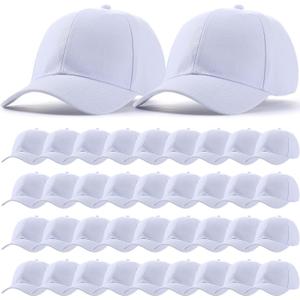Unittype 72 Pcs Plain Baseball Caps Bulk Unisex Blank Dad Caps Adjustable Back Strap Sublimation Hats for Trucker Men Women