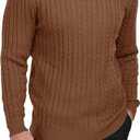 KUYIGO Mens Sweater Crewneck Cable Knit Pullover Sweater Casual Twist Textured Sweaters, XL