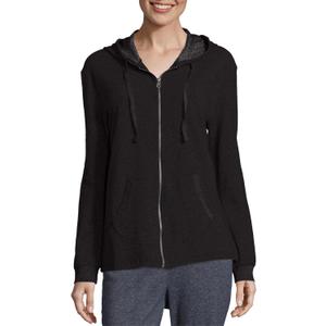Hanes Womens French Terry Zip Hoodie Warm Up Or Track Jacket, Ebony, Medium US