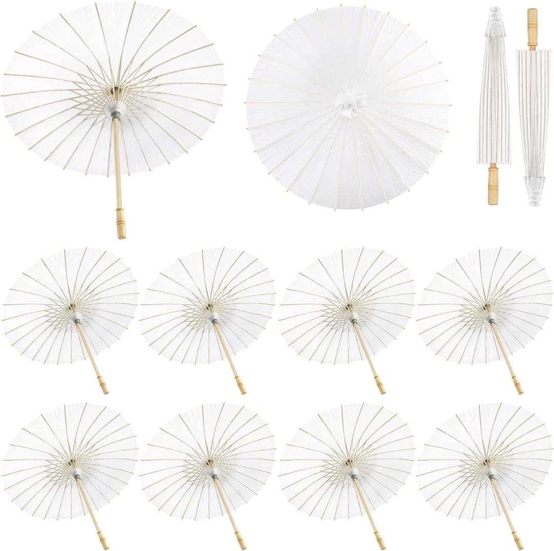 HOOMUU 12 Pcs Parasol Umbrella 33 Inches Paper Umbrellas for Wedding Chinese Japanese Umbrellas DIY Oiled Painting Craft Decorative for Party Decor Outdoor Photography Props, 12 Pack
