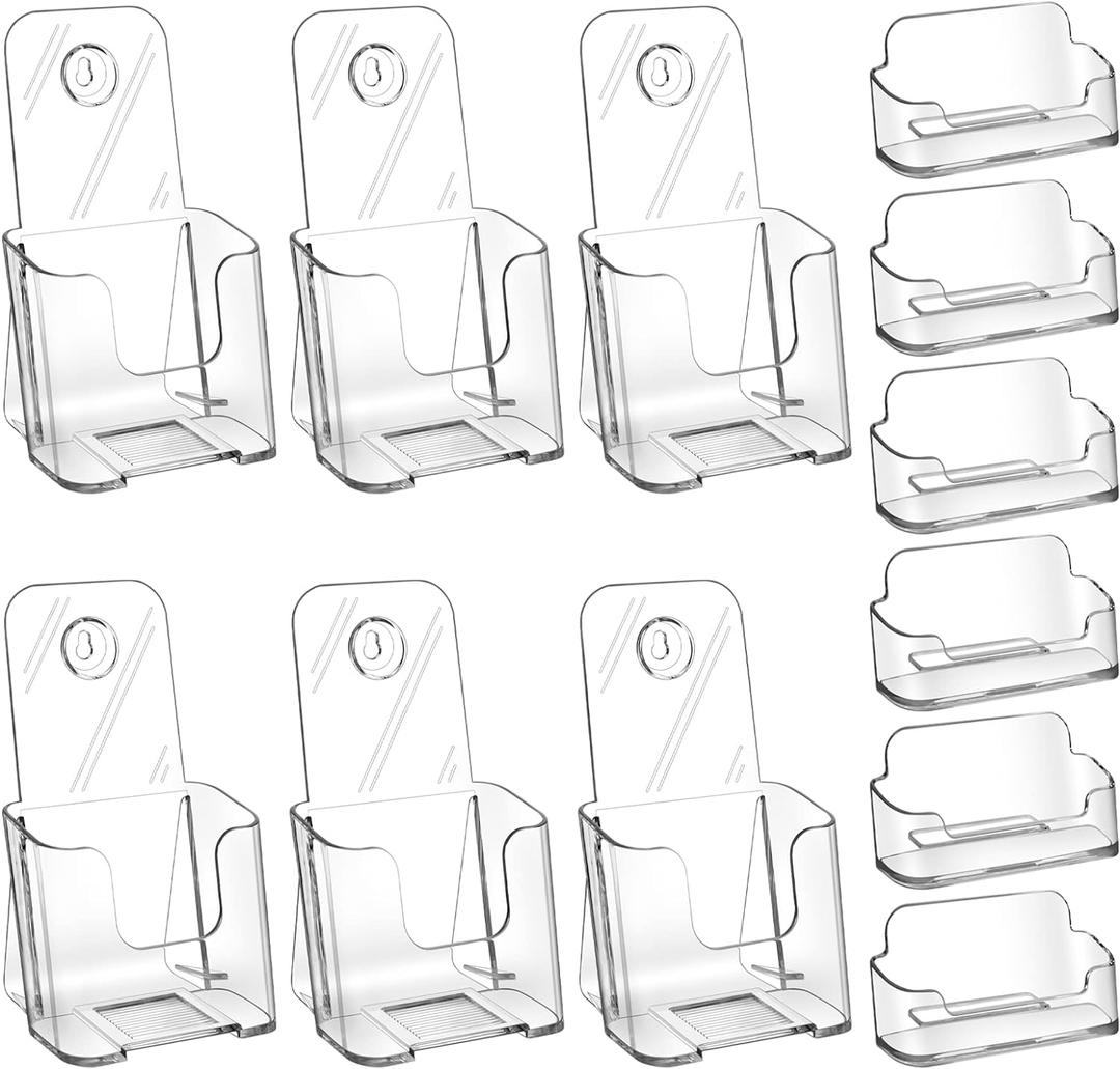 Zavekia Acrylic Brochure Organizer. 4 Inch Wide, Clear Countertop & Wall Mount Literature Holder (6 Pack)