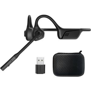 ZIOCOM Bone Conduction Headphone, Open Ear Headphone with Mic and Noise Canceling, aptX-LL Bluetooth Wireless Headset with USB-A Dongle, Compatible with PS4/PS5/PC/Online Teaching/Meeting