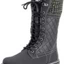 POLAR Womens Faux Fur Warm Thermal Waterproof Outdoor Walking Snow Winter Rubber Sole Calf Boots (Black), Size 7US