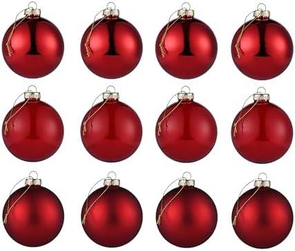 AOMOONOA Red Glass Christmas Ball Ornaments, 2.36” Christmas Hanging Ornaments Set of 11 Xmas Baubles for Holiday Party Xmas Tree Decorations Gifts
