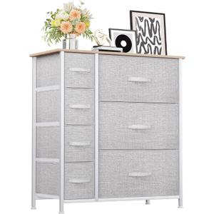 YITAHOME Dresser for Bedroom, 7 Drawers Fabric Dresser, Organizer Unit for Living Room, Hallway, Closets - Sturdy Steel Frame, Wooden Top & Easy Pull Fabric Bins (Ashen)