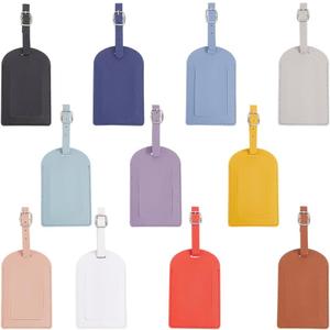 11PCS 11 Colors Travel Suitcase Labels Tags Vertical Privacy Cover Bags Label Tags Personalized PU Leather Identifier with Adjustable Buckle Strap for Suitcases TSA Approved Travelling