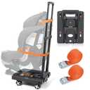 Orzbow Car Seat Dolly for Airport, Folding Car Seat Travel Cart with 4 Wheels and Adjustable Handle, Carseat Roller for Airplane Travel with Straps, Compact Luggage Hand Trolley, Black