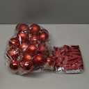 Liliful 30 Pcs Red 2.36'' Christmas Balls Ornaments with 30 Pcs Velvet Bows for Christmas Tree Shatterproof Plastic Hanging Ornaments Decorations for Holiday Wreath Indoor Outdoor Party Decor