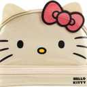 Bioworld Hello Kitty Character Face White Glitter 6" Cosmetic Pouch