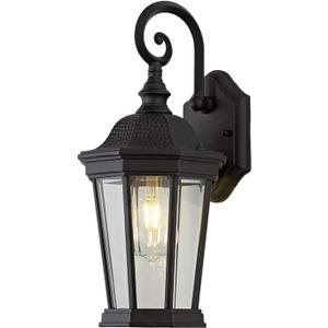 Outdoor Wall Lantern, Exterior Waterproof Outdoor Wall Light Fixtures, Black Aluminum Porch Sconces with E26 Sockets & Clear Glass