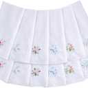 Ladies Handkerchiefs for Women Soft Cotton Flower Embroidered Handkerchief Women Vintage Floral Lace Handkerchiefs for Wedding Party (White)