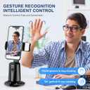 Auto Face Tracking Tripod 360° Rotating Cell Phone Photo and Video Kits Stand, No App, Camera Stand with Remote and Gesture Control, Rechargeable Smart Shooting Stand for Live Recording Tiktok（Black）
