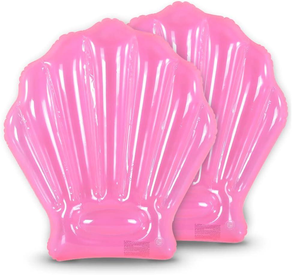 Seashell Pool Float 2 Pack, Summer Fun Inflatable Seashell Float for Kids, Pink Seashell Pool or Beach Toys of 42 Inches