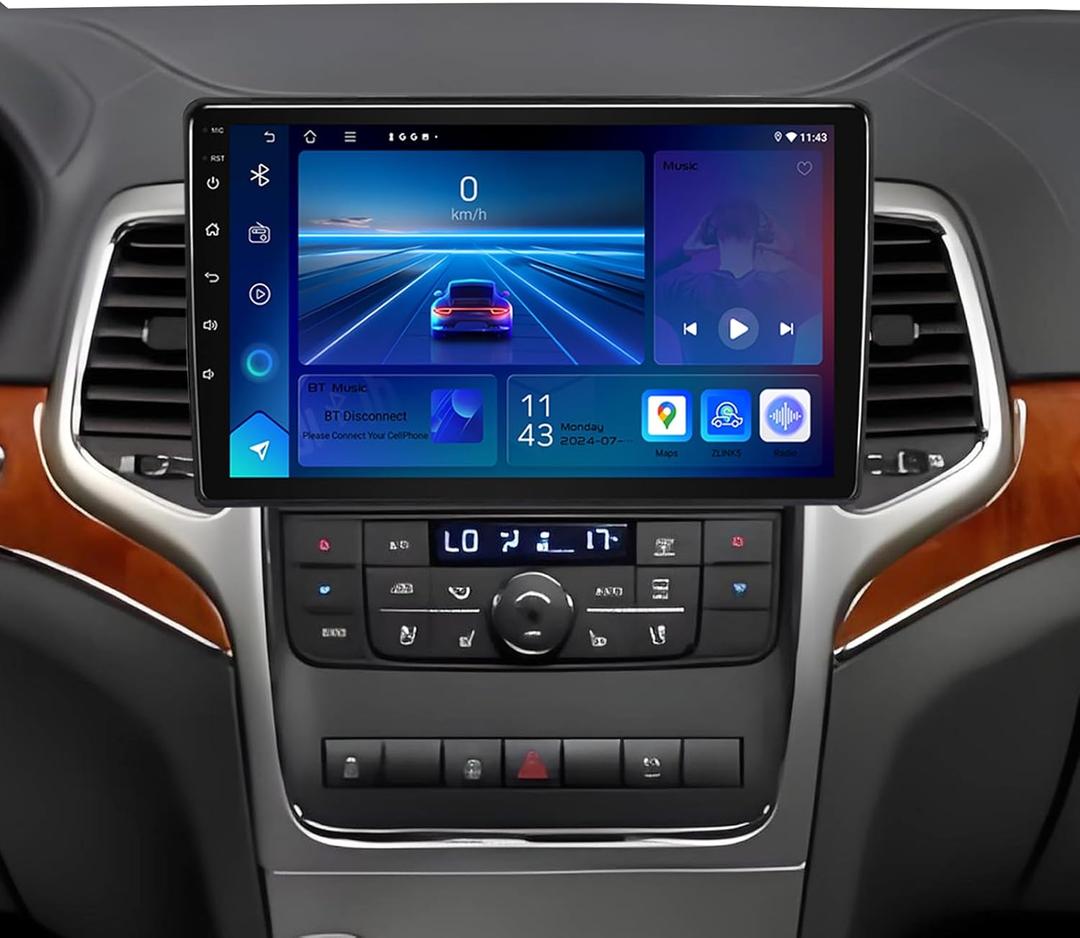 4+64G Car Stereo for Jeep Grand Cherokee 2011-2013, Dodge Ram 2009-2012 with Carplay Android Auto, 10 Inch Touch Screen Single Din Car Radio with Bluetooth GPS WiFi FM Radio & Backup Camera