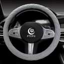 Soft Car Steering Wheel Cover for Sedan, SUV, Warm Luxury Velvet, Odorless, Universal, Anti Slip, Summer Winter, Gray, Large Size[15" 1/2-16"](39-41cm)
