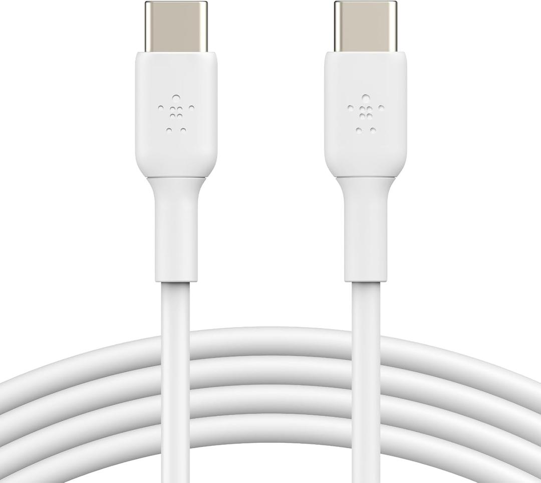 Belkin USB-C to USB-C Fast Charging Cable (1M/3.3ft) for iPhone 17, iPhone 17 Pro, iPhone 16, iPhone 16 Pro, Galaxy S25, S24, Note, Pixel, iPad Pro, Nintendo Switch 2, Carplay & More - White