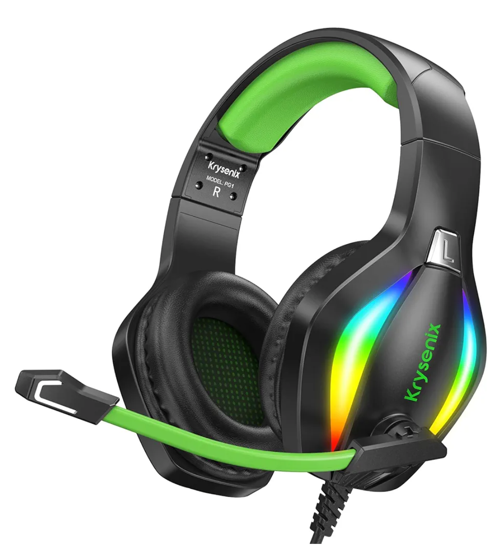 PG1 Gaming Headset for PS4, PS5, PC, Switch, Xbox, Gaming Headphones with AI Stereo Microphone Sound, Computer Headset with 3.5mm Jack & RGB Light