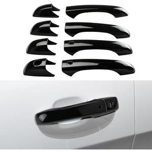 Car Exterior Door Handle Cover Compatible for Grand Cherokee 2011-2021 Accessories 2011-2022 Durango Black Door Handle Protector with Smart Key Holes