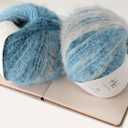 Snowbaby Wool Acrylic Blend Long Pile Yarn,(Worsted) Luxurious Fuzzy Multicolor Gradient Yarn for Knitting and Crocheting Hat Scarf Sweater, 2 * 3.52oz/100g 207yds(Blue Sea Dark Clouds)