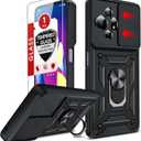 LeYi for TCL 50 XL-5G Phone Case: with Slide Camera Cover + Glass Screen Protector, Military-Grade Cell Shockproof Unlocked Cell Cover with Metal Ring Magnetic Kickstand Funda para TCL 50 XL, Black