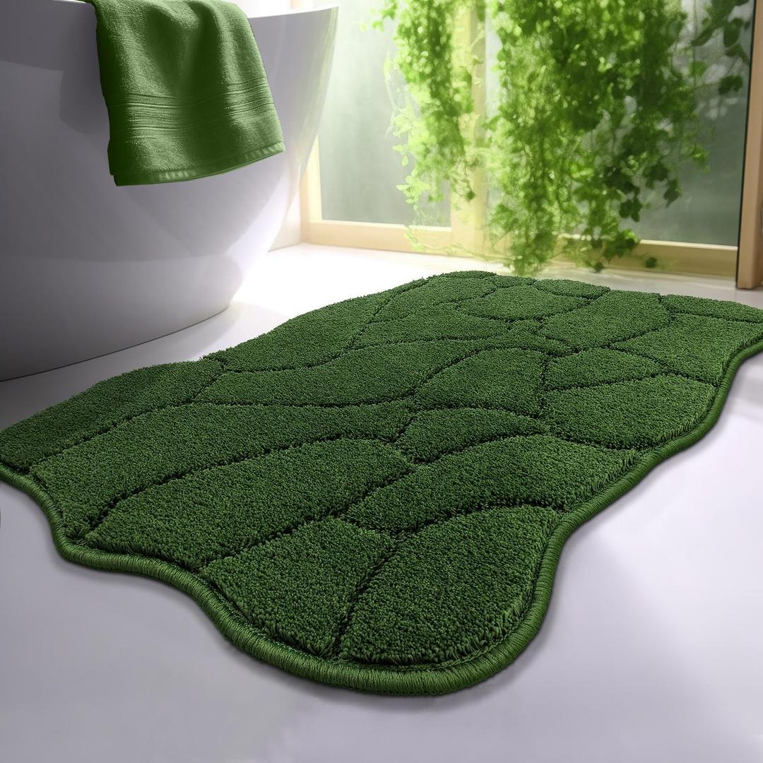 Bathroom Rugs, 32x20 Inches Bath Mats Non Slip, Extra Soft Absorbent Microfiber Shower Bath Rugs Mats Carpet for Bathroom Floor Decor, Machine Washable (Forest Green)