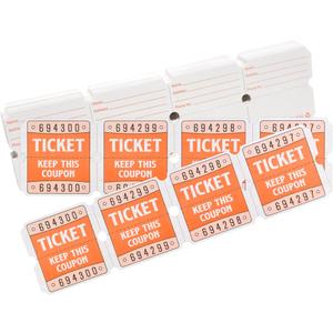 Pack of 4 L LIKED 200 Raffle Tickets, 50/50 Double Roll Tickets for Event, Raffles, Carnival, Door Prizes and Class Reward (Orange)